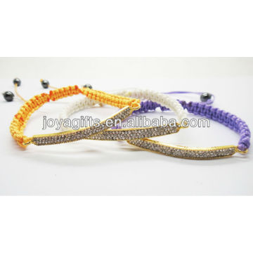 95B0225/ Wholesale diamante alloy shamballa woven bracelet/hand woven bracelets